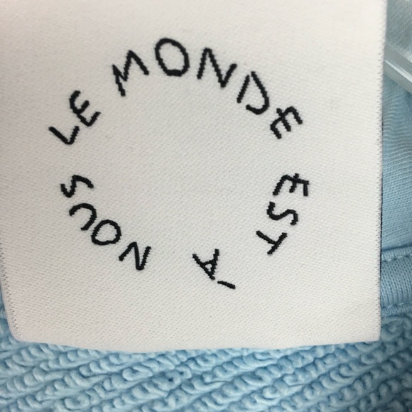 Le Pere "Domo" Hearts Hoodie Men's Size Medium Blue Oversized Hooded Pullover M - Picture 4 of 10